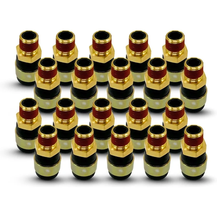 

20 шт. резиновый наконечник воздушного шланга для быстрого ремонта, поворотный комплект для грузовиков и прицепов, фитинги с наружной резьбой 3/8 NPT, замена пневматической системы