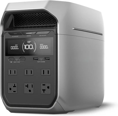 ポータブル電源 DELTA 3 Plus、1024Wh LiFePO4 (LFP) バッテリー、1800W AC/140W USB-C 出力、ソーラー発電機