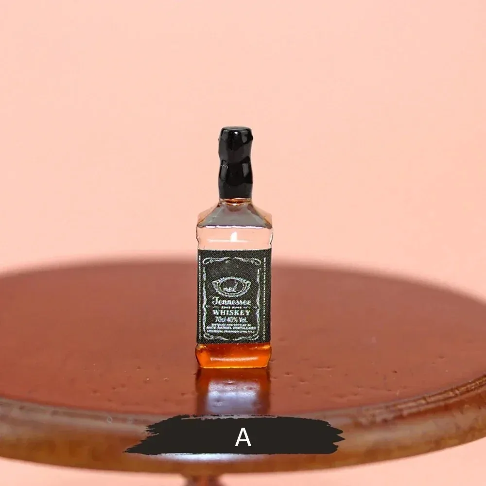 1/12 Scale Mini Resin Whiskey Bottle Model Dollhouse Miniature Wine Drink Ornaments Doll Home Scene Decor Accessories