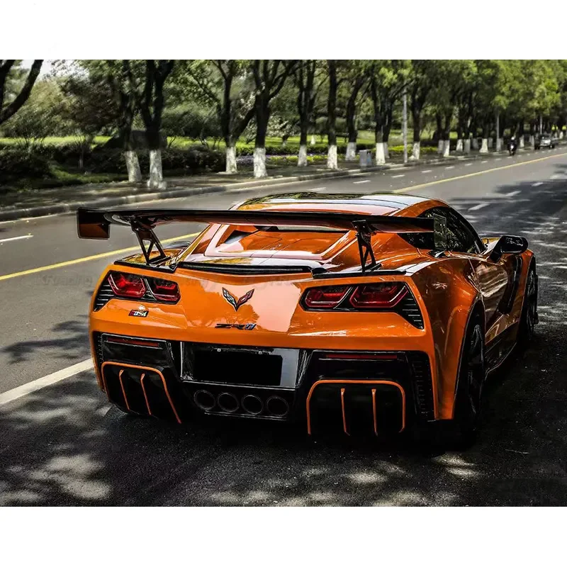 

KR Style Carbon Fiber CF Car Rear Diffuser Rear Bumper Lip For chevlet Corvette C7 Z06 2014-2017
