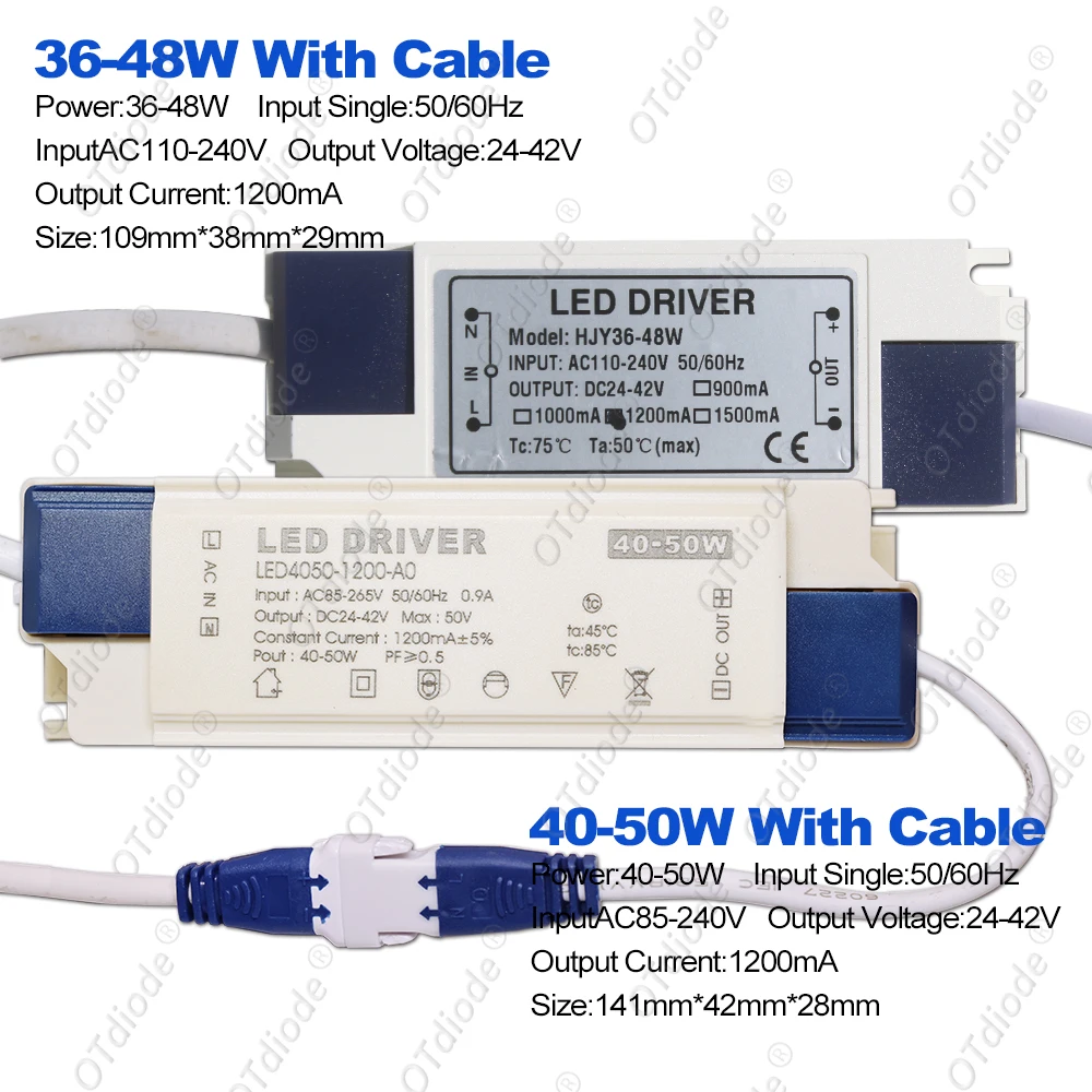 

110 В 220 В 40 Вт 50 Вт 60 Вт светодиодный драйвер-трансформатор DC24-42 В 1200 мА 1500 мА мерцающий бесплатный источник питания панель разъема внешнего освещения
