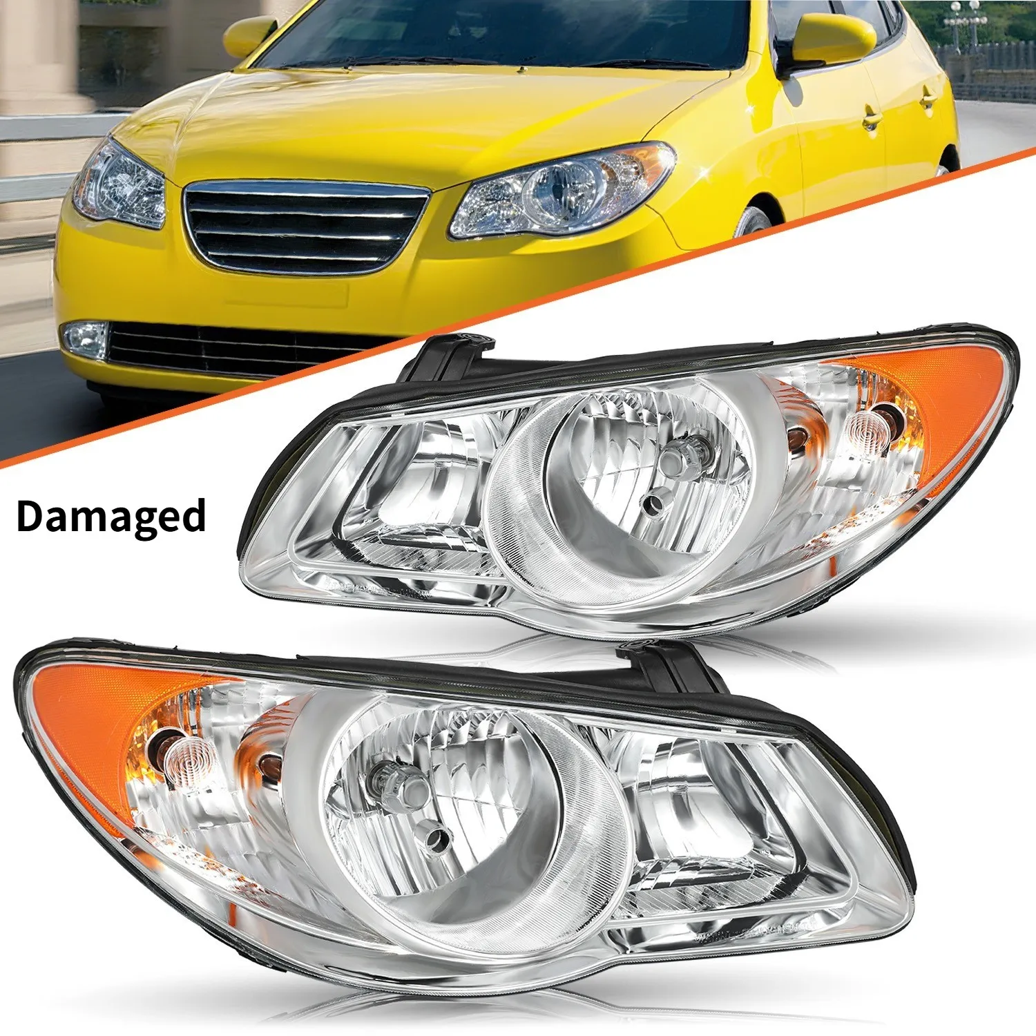 

For 2007-2010 Hyundai Elantra Headlights Assembly Replacement Front Headlamp Set