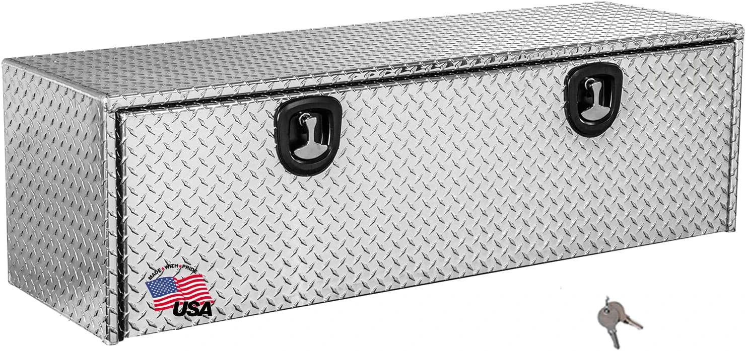 1705115 Diamond Tread Aluminum Underbody Truck Tool Box W/Compression Latch, 18 x 18 x 60 Inch, Made in the USA