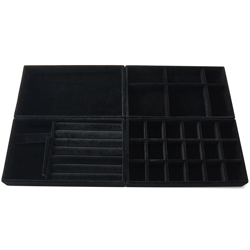 4pcs Hot Sales Fashion Portable Velvet Jewelry Ring Jewelry Display Organizer Box Tray Holder Earring Jewelry Storage