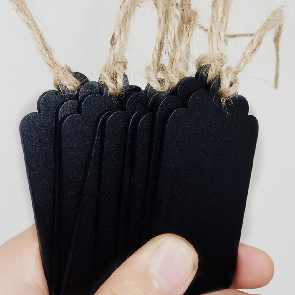 

40pcs Wooden Blackboard Sign Mini Label Hanging Chalk Display Double Sided Writing Board Small Blackboard Decor Craft Party