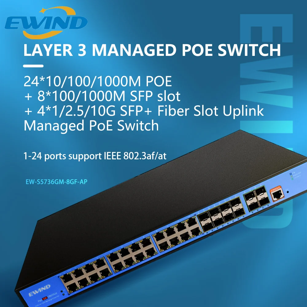 

POE Ethernet Network Switch with Built-in Power Supply, L3, L3, Gigabit POE Switch, 24, 48 Gigabit, 4, 8x10G SFP, 400W, 800W