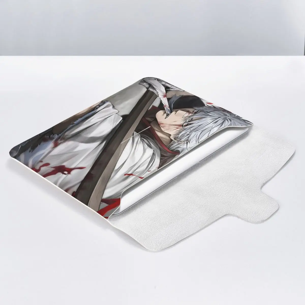 Anime Gintama Gintoki PU Leather Horizontal Laptop Sleeve Shockproof Soft Lining Notebook Case 13 Inch