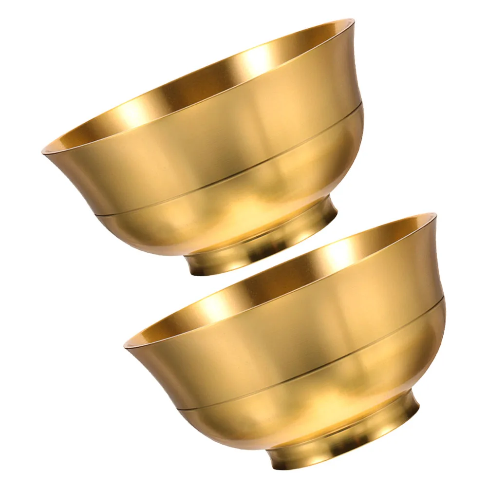 

2pcs Brass Offering Holy Bowl For Worship Vintage Sacrifice Decorative Bowl Accessory Brass Treasure Basin