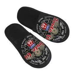 Custom Ride The Route 66 House Slippers Soft Memory Foam Biker Motorcycle Cruise America's Highway Slip On Bedroom Slipper Shoes