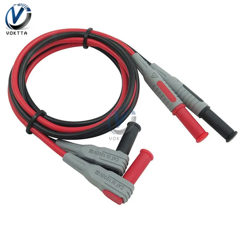 P1032/P1033 4mm 1000V 15A Banana Plug Test Line Injection Molded Straight/Right Angle to Straight Multimeter Silicone Wire Cable