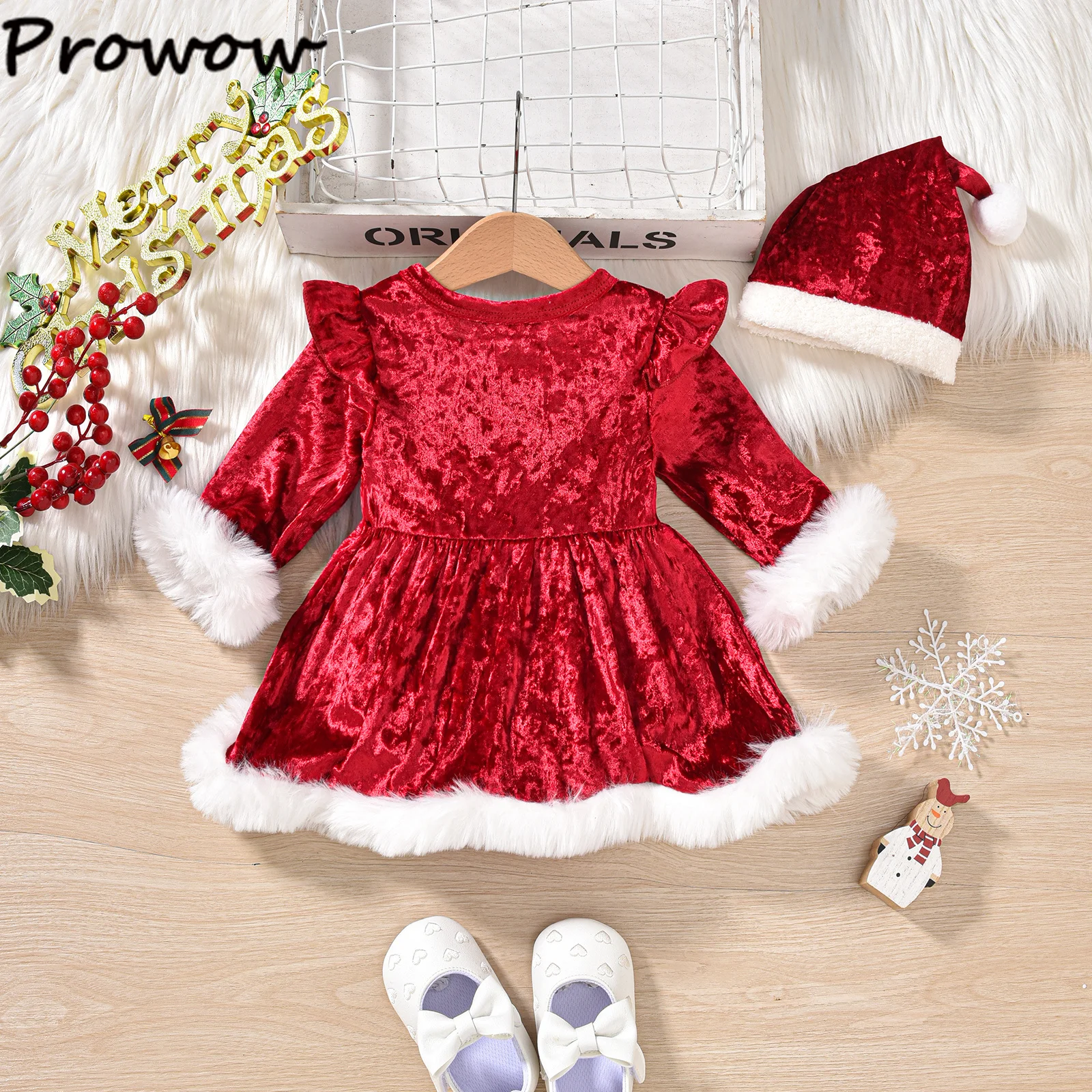 Baby Christmas Bodysuit Dresses For Girls Letter Printed Plush Velvet Romper 2025 My First New Year Party Newborn Costume