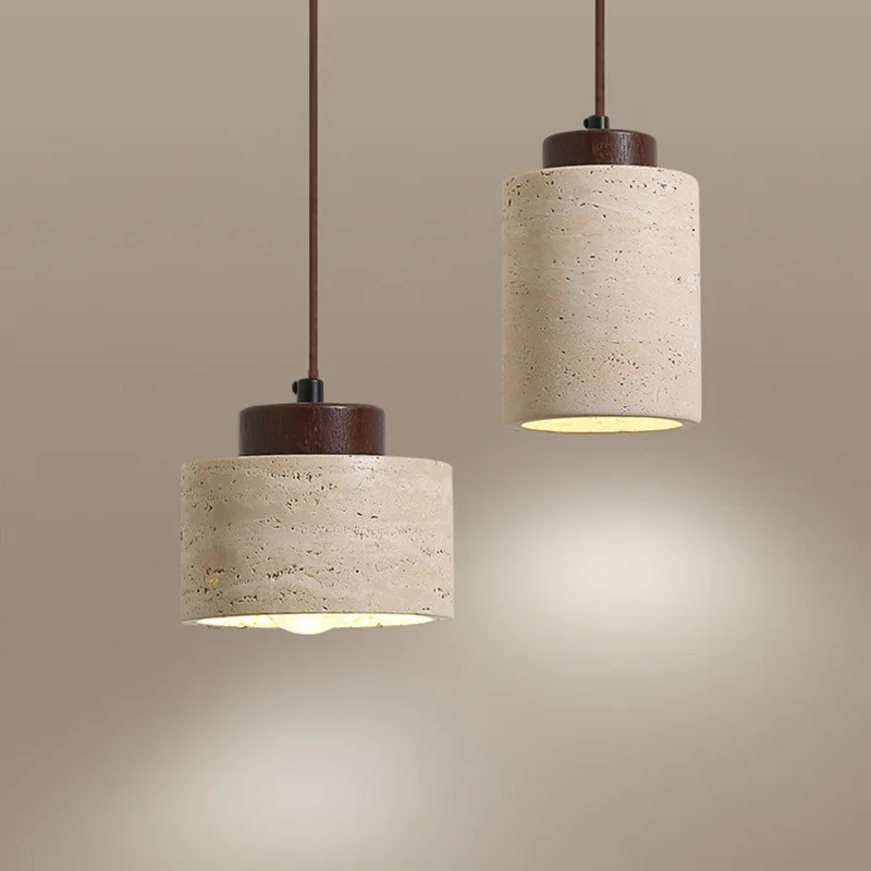apanese modern designer wabi-Sabai bedroom bedside lighting bar B&B yellow cave stone chandelier bedside hanging wire lamp