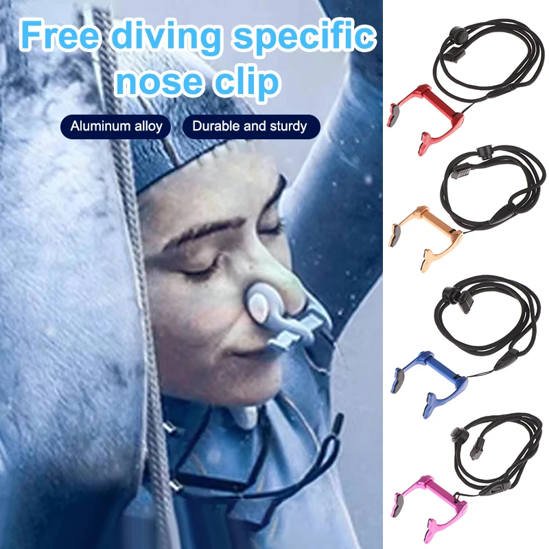 

Professional Aluminum Alloy Nose Plugs, Waterproof Freediving Swimming Nose Clip with Anti-Lost Strap for Adult Training