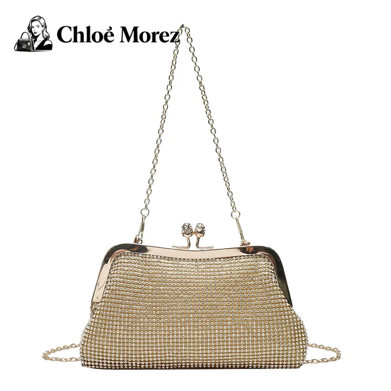 

Diamond Studded Bag Shoulder Handheld Fashionable Personalized Creative Versatile Clip on Chain Crossbody Banquet Diamond