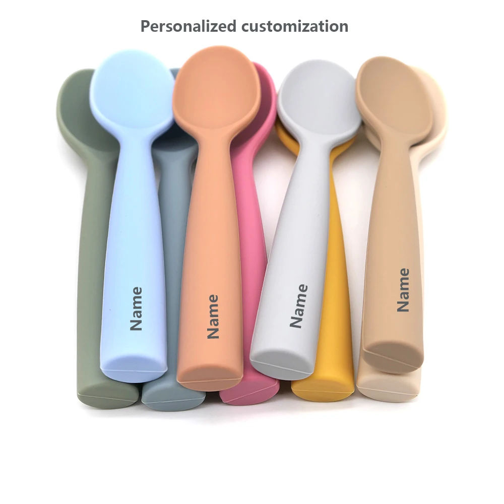 Silikonlöffel mit Personalisierung, Individueller Name, Weiches Silikonmaterial, Geeignet für Babys zum Üben des Essens – Detail 5