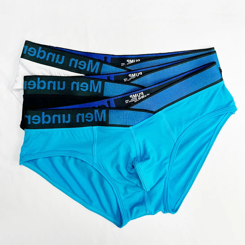 1 Pairs of Blue V-belt Briefs Sexy Gradient Laser Low Waist Comfortable Breathable Briefs Mens Underwear