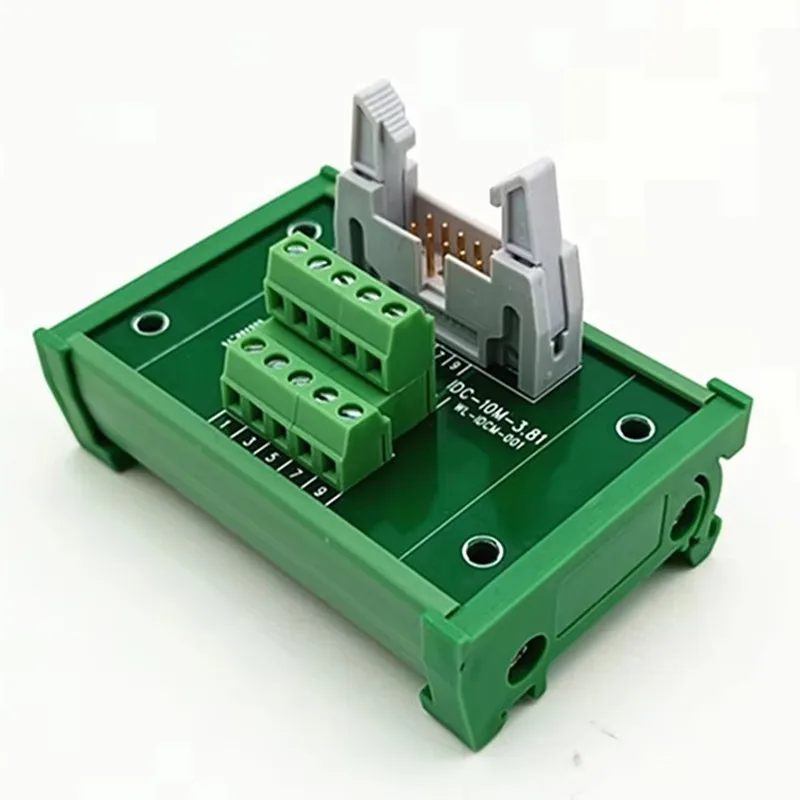 DIN Rail Mount IDC10 Male Header Breakout Board, Terminal Block, Connector UM42mm PCB Module Rack