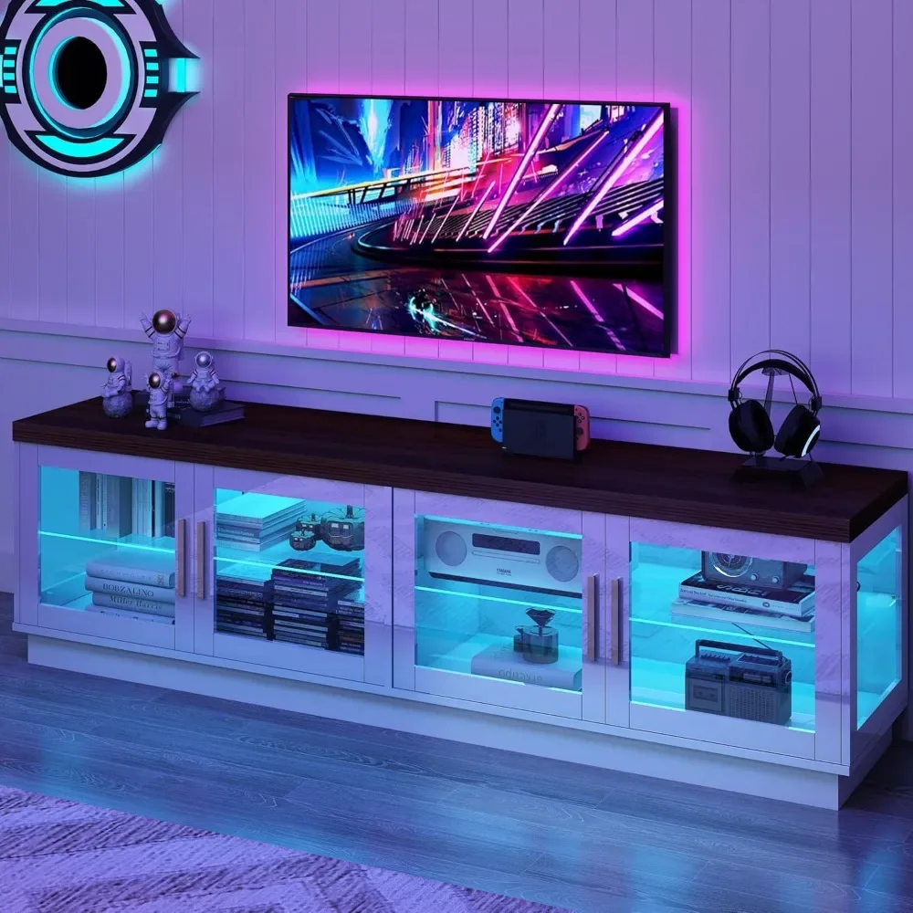 High Glossy TV Stand, Entertainment Center with Storage Cabinet, Modern TV Cabinet, 85 , 80, 75
