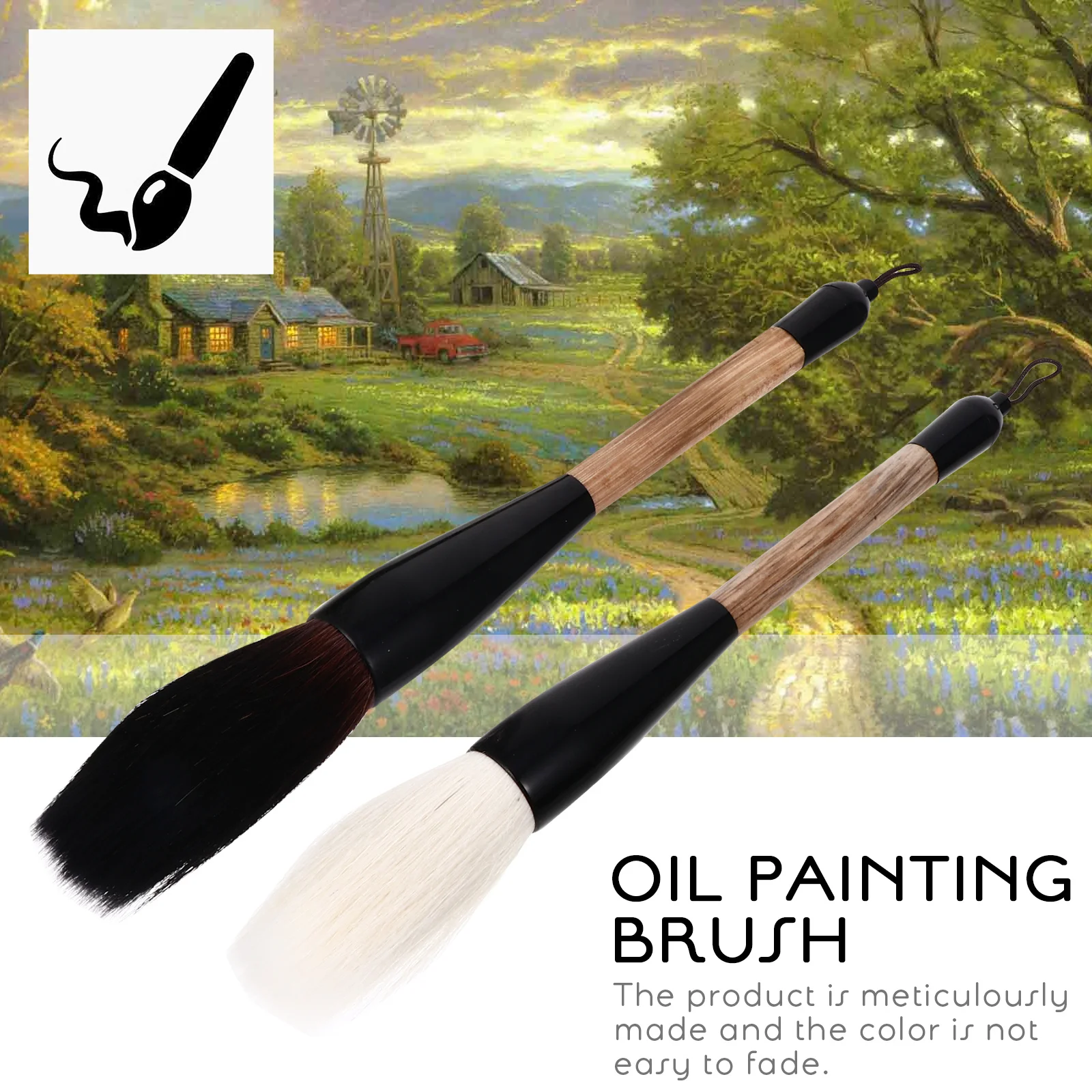 

2Pcs Chinese Calligraphy Brush Pen Goat Hair and Sheep Hair Traditional Writing Brush for Calligraphy Painting Art Stationery