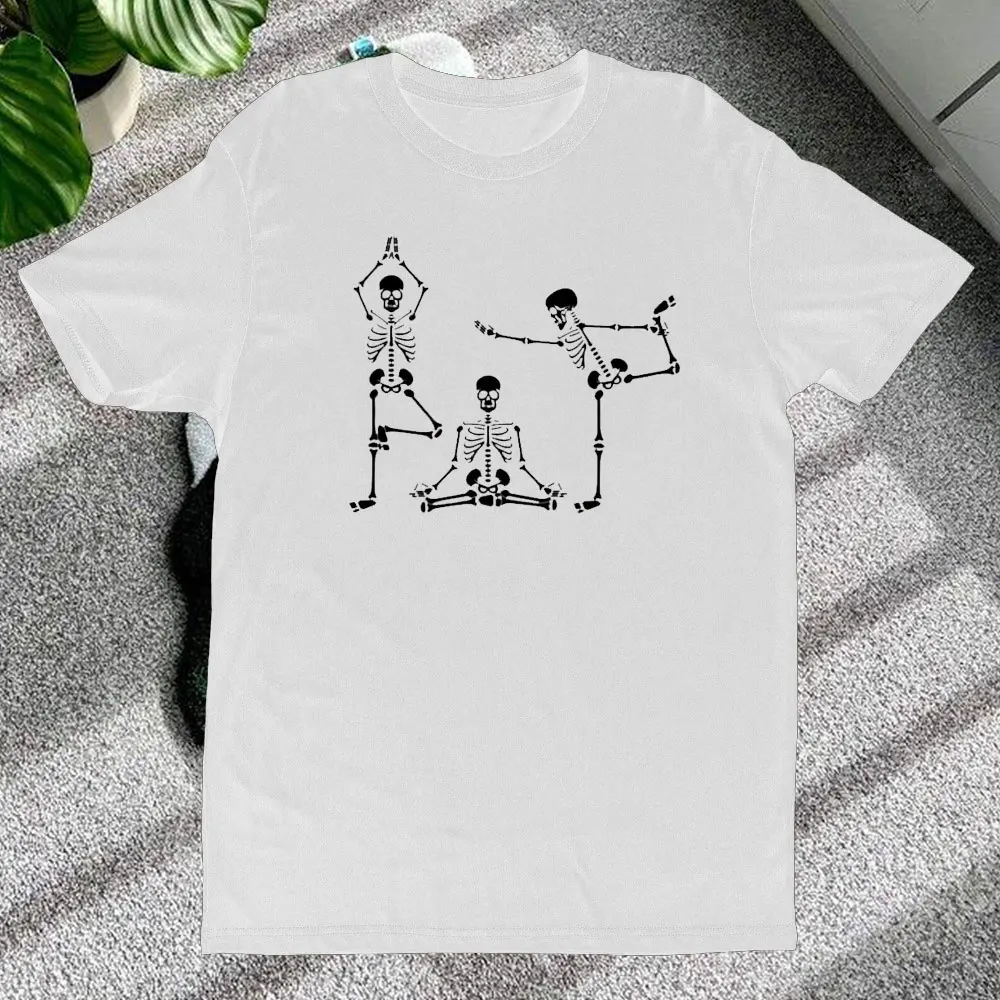 Skeleton Yoga Cotton T-shirt Skeleton Shirt Yoga Tee Workout Tops Yoga Lover TShirt Meditation Tees Yogi Shirt Funny Gift