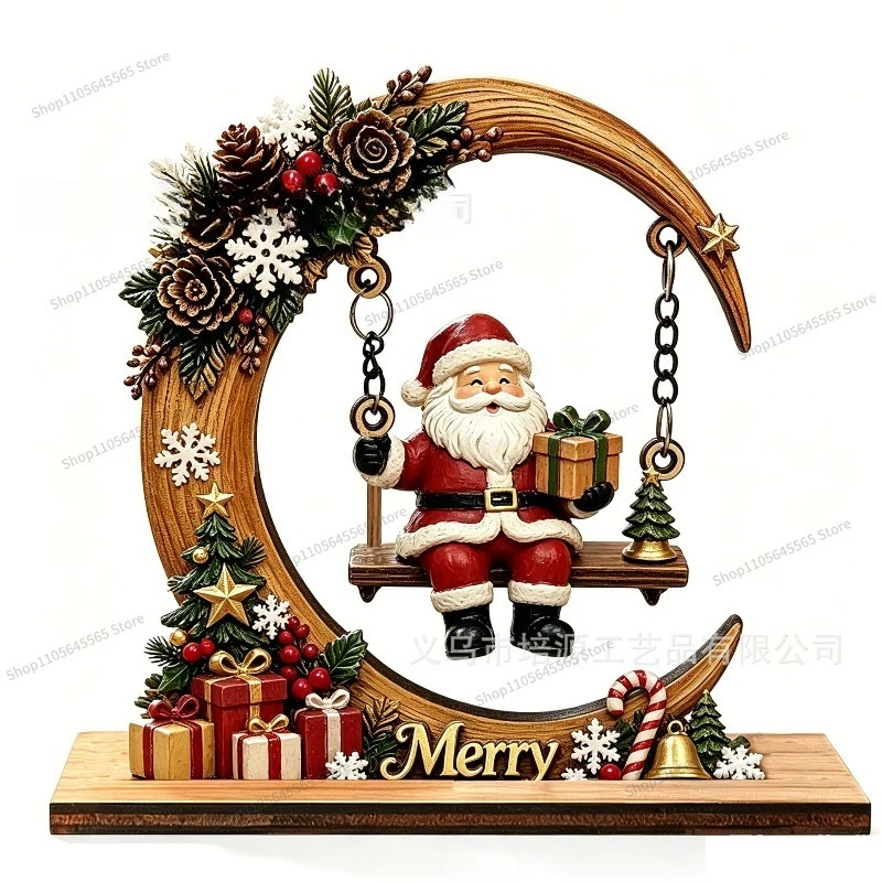For Wooden Crescent Christmas Ornaments, Santa Swing Ornaments