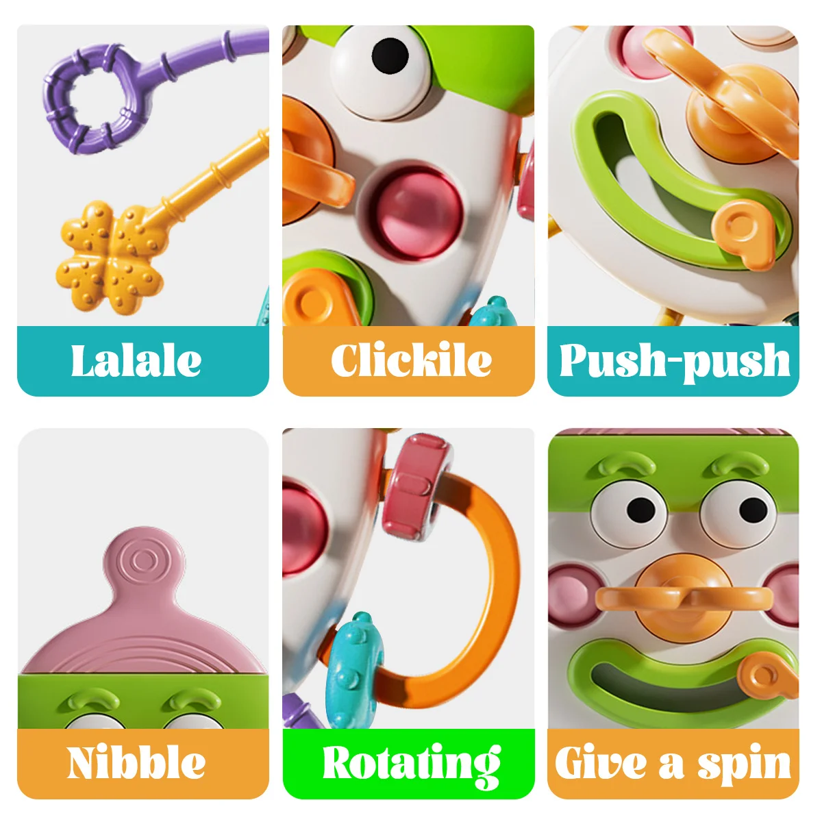 ของเล่นลูกบอลมือถือแบบขวด, ของเล่นเสริมพัฒนาการเด็กหกในหนึ่งเดียว, ของขวัญคริสต์มาสและวันขอบคุณพระเจ้า, สีสุ่ม