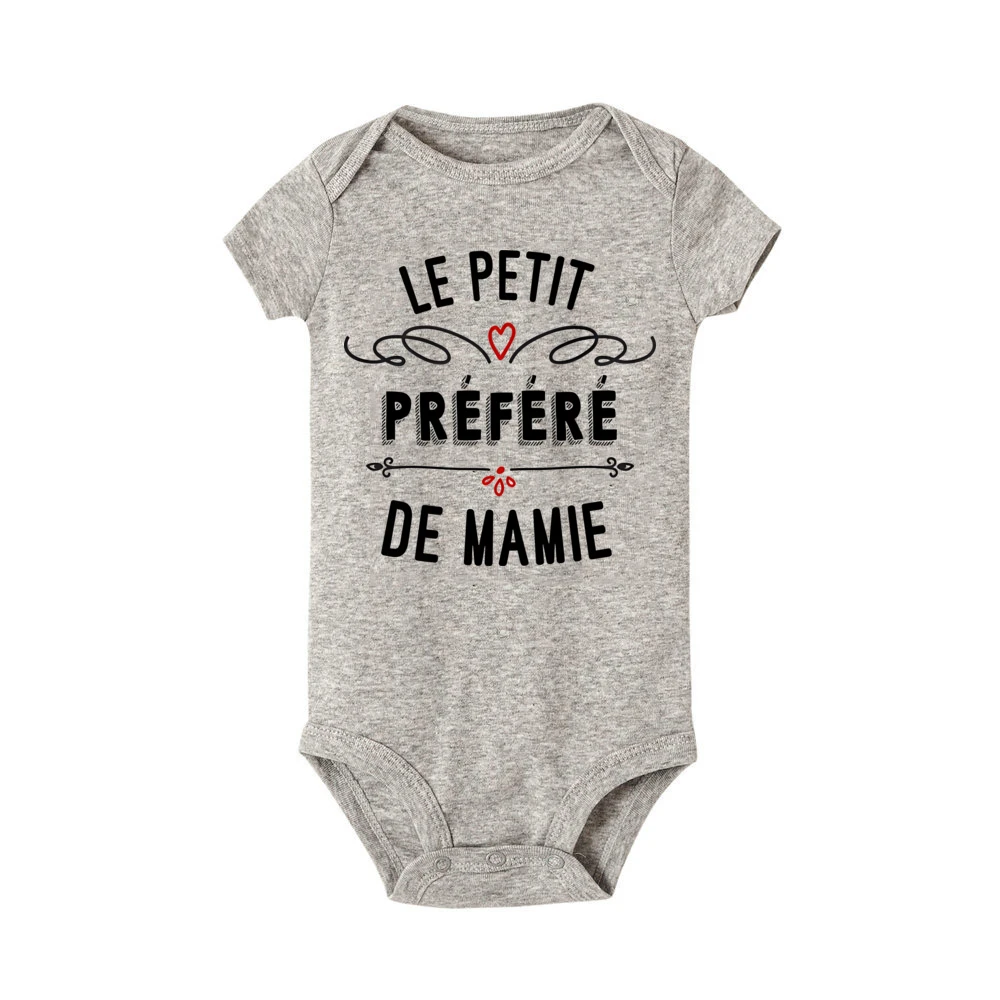 Le Petit Prefere De Mamie Letter Print Baby Romper Casual Fashion Bodysuit Short Sleeve Girl Boy Jumpsuit Summer Infant Clothing