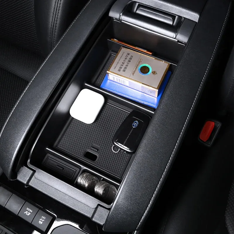 Car Armrest Storage Box Center Console Glove Tray Organizer For Toyota Highlander XU70 2020 2021 2022 Hybrid Accessories