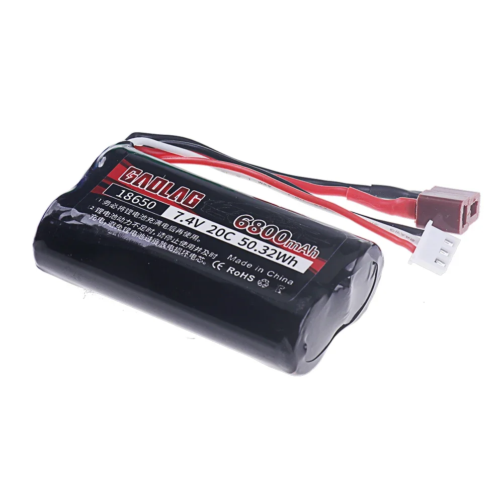 18650 battery 7.4V 6800mAh 2S T plug and charger For Wltoys 10428/12428/12423 / Q46 9125 Q901 SCY-16101 RC Car Parts