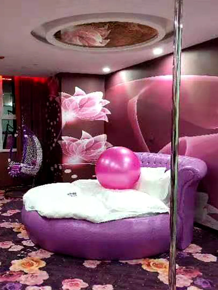 Bed Furniture Boutique Light Luxury Hotel Electric Bed Theme Hotel Sexy round Bed Luxury Modern Couple Water Bed