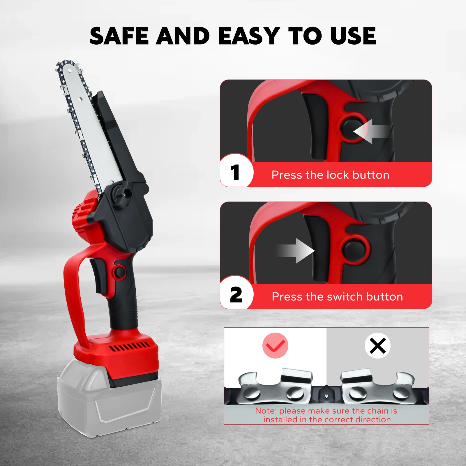 6 Inch Cordless Chainsaw for Milwaukee 18V Li-ion Battery High Power Brushless Suitable Garden Wood Cutter (No Battery)