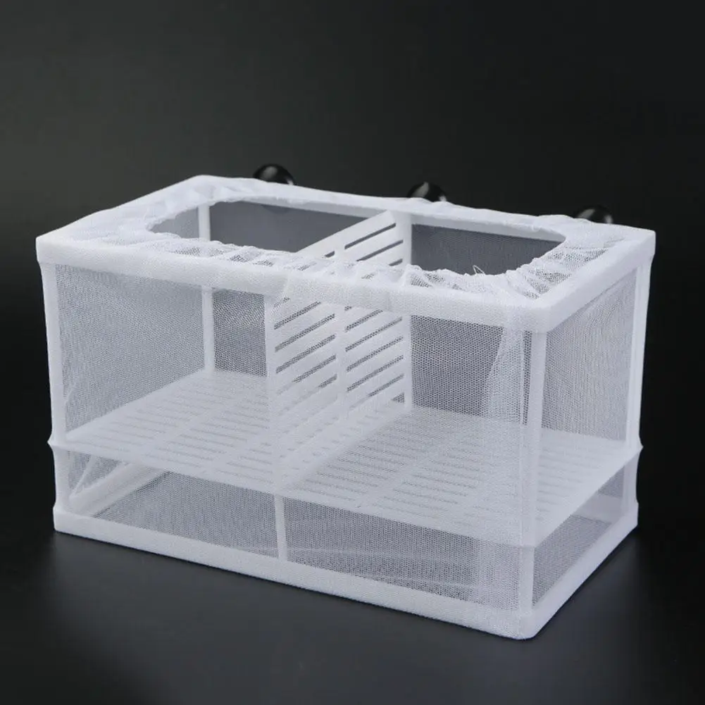 Aquarium Fish Breeder Box with Suction Cup - White Plastic, 2 Size Options, 3-in-1 Function for Fry Protection & Breeding