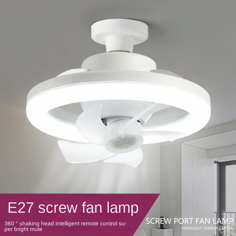 E27Screw High-Power Super Bright Surface Mounted round Rotating Ancient Town Fan Bulb Remote Control  ceiling fans