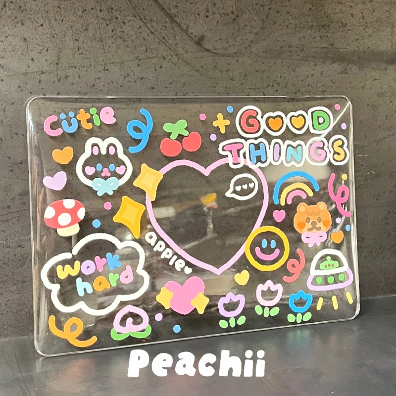 Cute Doodle Clear Laptop Case For Macbook Neo 2026 New Air Pro 13 14 15 16 M1 M2 M3 M4 M5 Chip For MacBook Hard Protective Cover