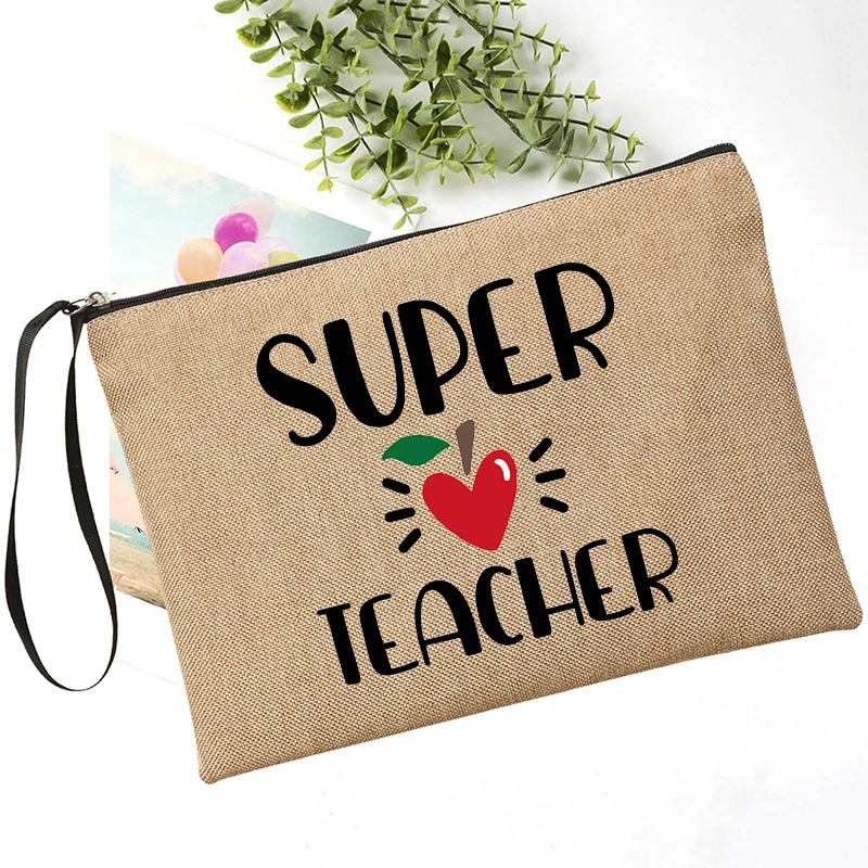 Teachers\' Day Best Gift lipstick bag Teacher Survival Kit Makeup Bag Pencil Case Women Canvas Cosmetic Bag Pouch Back To School