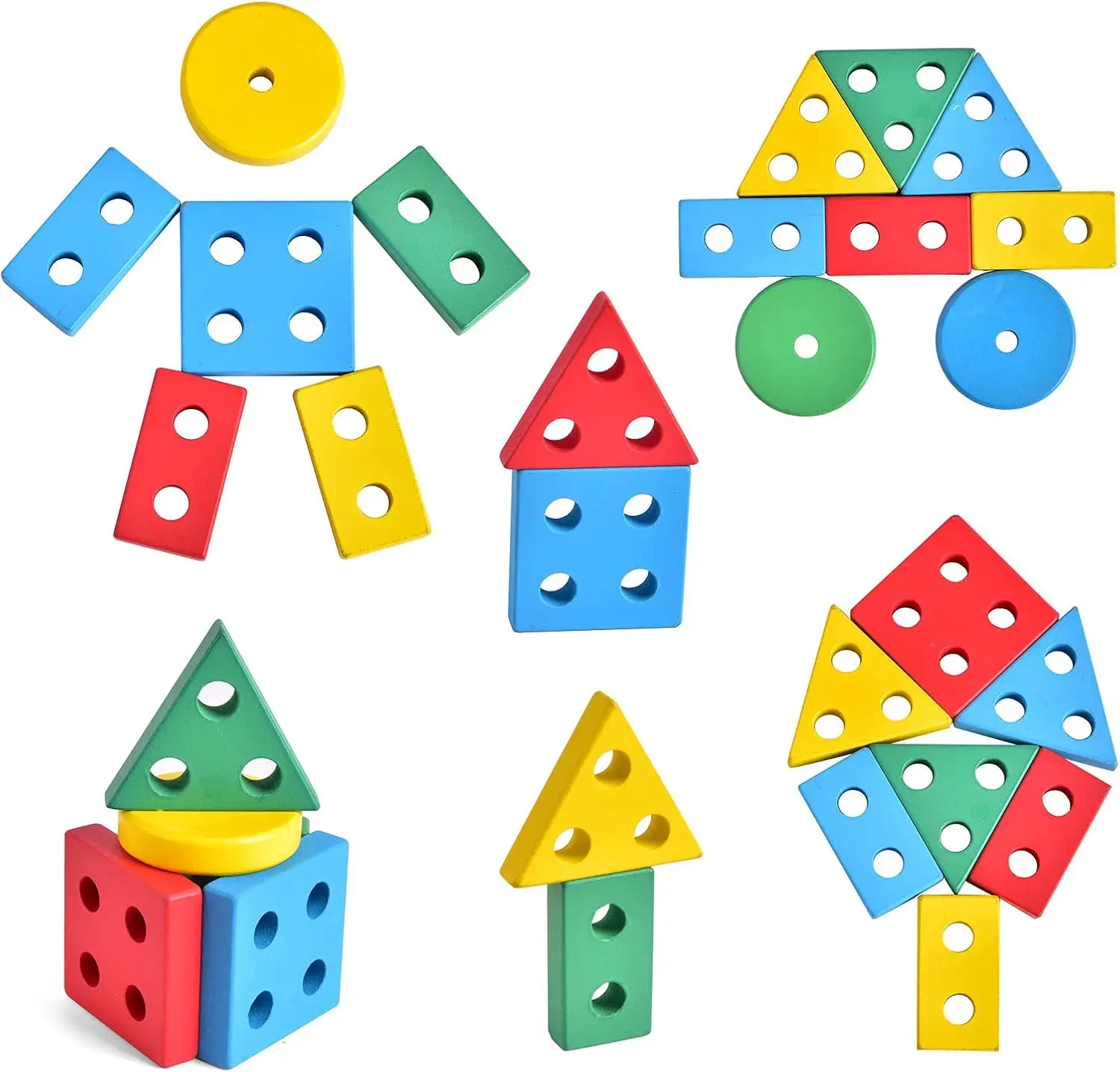 Treno impilabile, giocattoli in legno con selezionatore di forme (23 pezzi), giocattoli per smistamento e impilabili per bambini 3, giocattoli Montessori per ragazza ragazzo di 3 anni