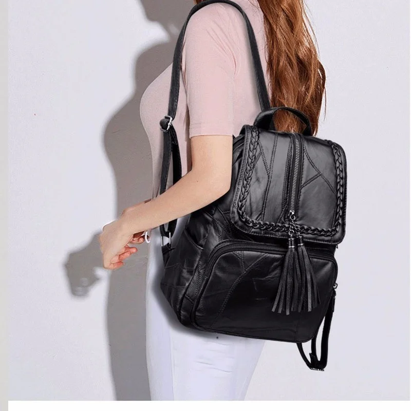 Women\'s Designer Backpack Casual Shoulder Bags for Women High Quality Leather Backpacks Female School Bags for Teenage Girls Sac