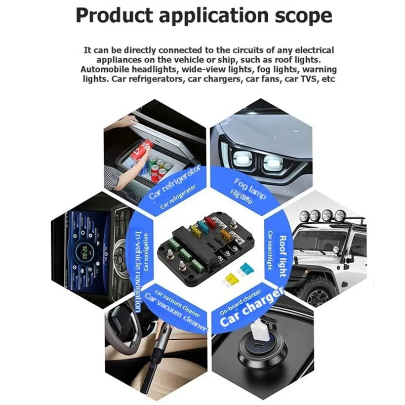 A13Z-Car Pick-Up RV Yacht Insurance Box With Red And Blue Indicator Lights Electrical Appliance Multi-Position Fuse Box
