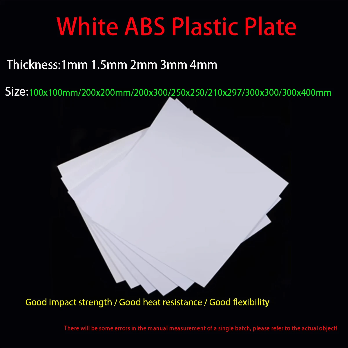 2pcs White ABS Plastic Plate Model Sheet Diy Model Material Material Parts Thickness 1mm/1.5mm/2mm/3mm/4mm