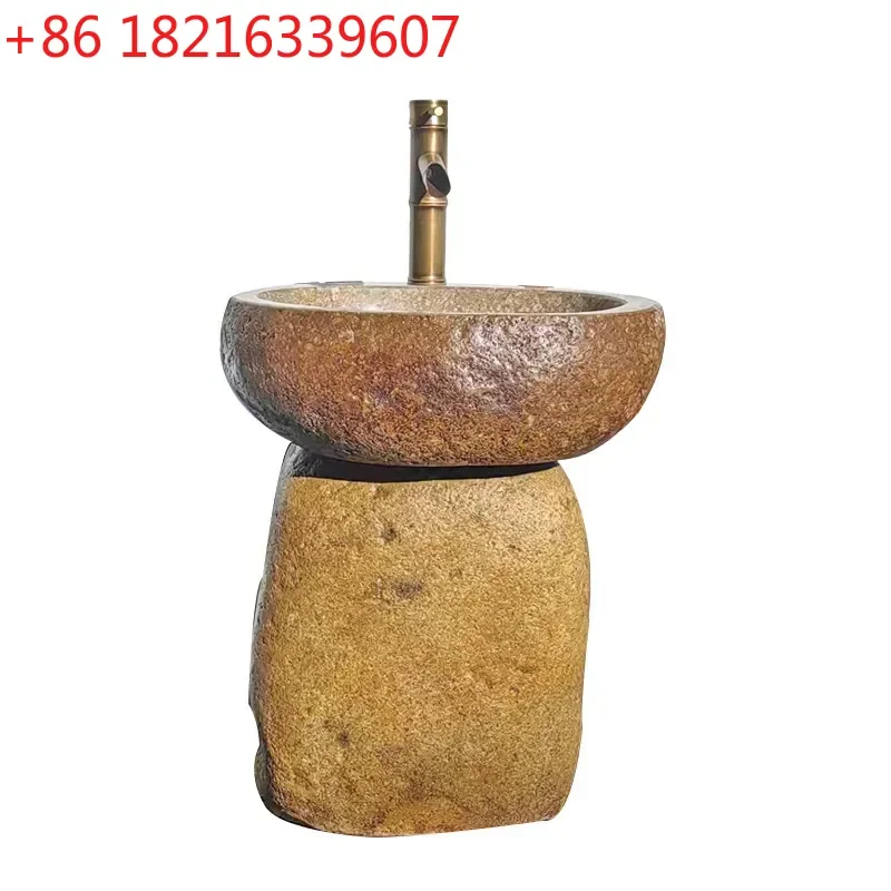 YAONatural Stone Wash Basin Pebble Outdoor Pool Kindergarten Sink Art Studio Hand Washing Basin Decorative Garden Water Feature