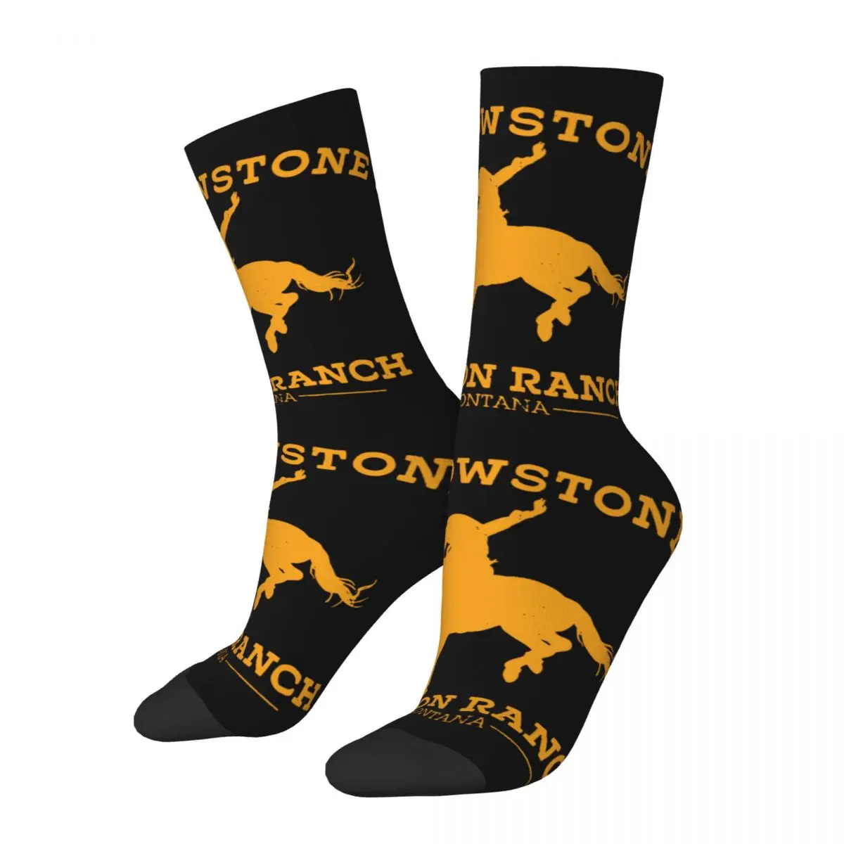 Funny Vintage Yellowstones National Park Wolf Bison Basketball Socks Polyester Crew Socks for Women Men Non-slip