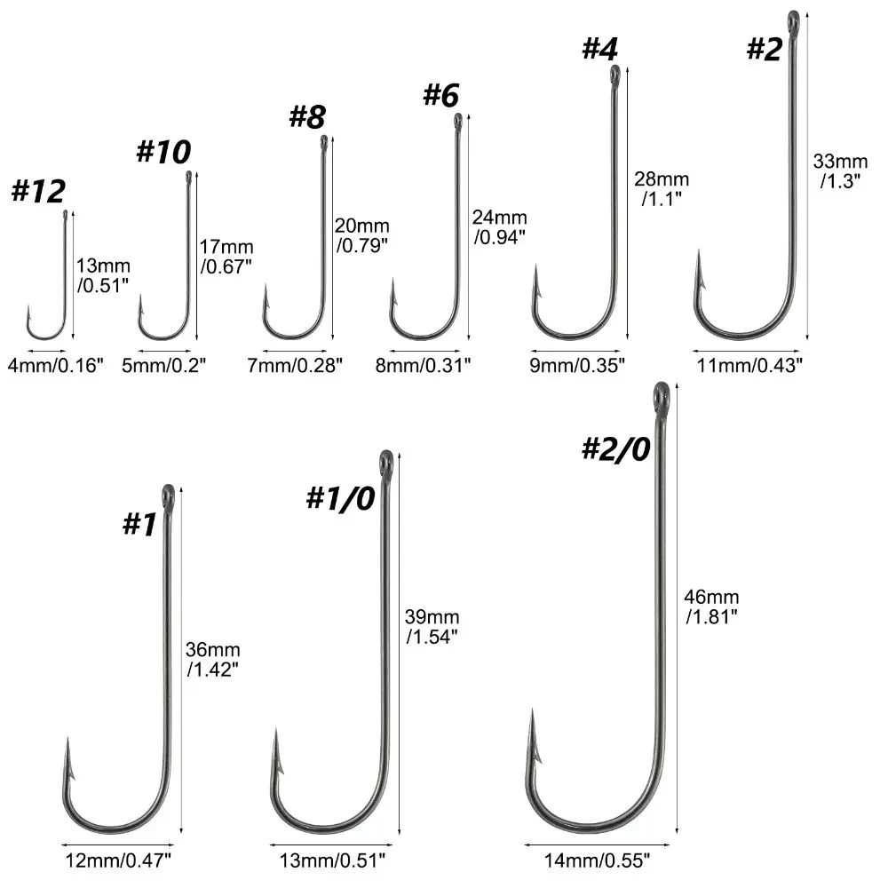 50pcs/pack Extra Long Extra Long Shank Hook Ringed Sharp Extra Long Fishing Hook High Carbon Steel Barbed Offset Fishing Hook