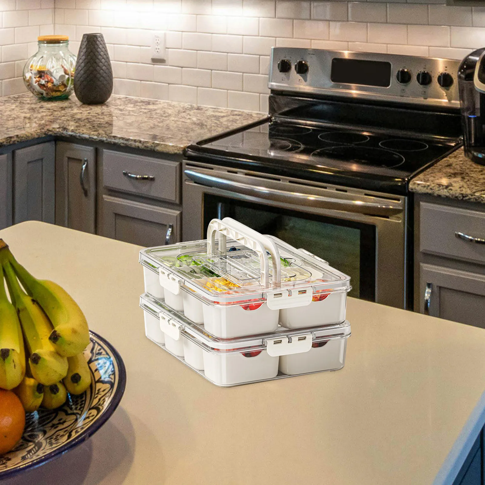 

Transparent Sealed Food Storage Box H Compartments Airtight Portable Fridge ganizer Trays for Fruit Snacks Spices Travel