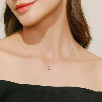 Transparent Fishline Women's Chokers Crystal Ball Pendants Shiny Luxury Wedding Neck…