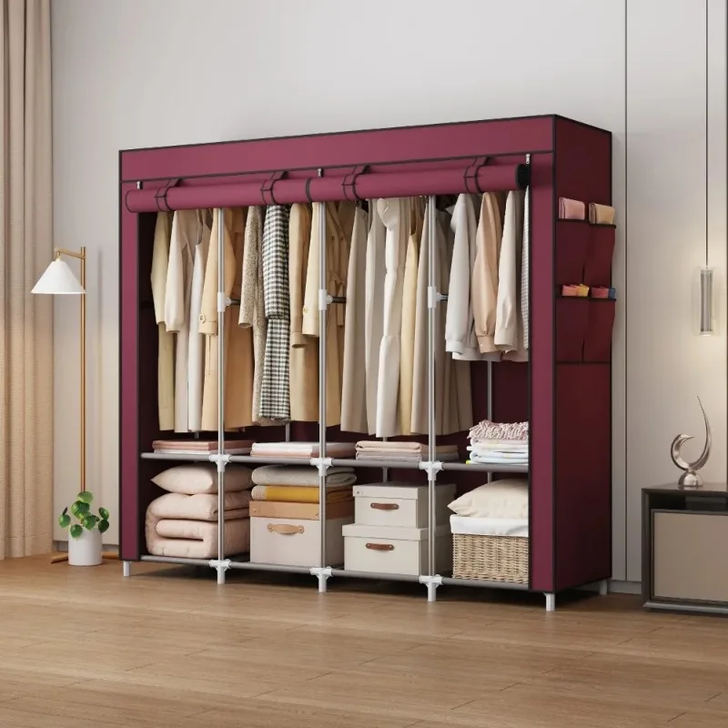 Placard Portable grande maison multicouche économique tissu armoire anti-poussière salle de location placard pour une personne organisateur de vêtements