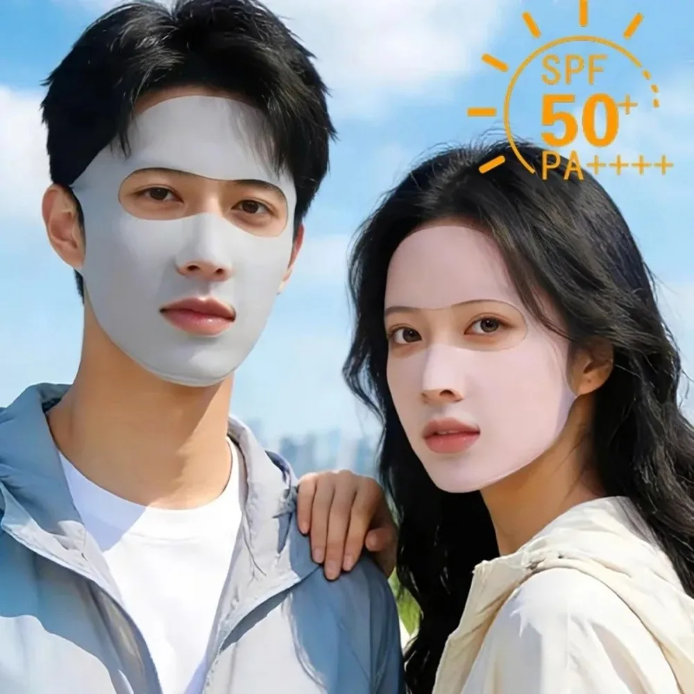 Cool Ice Silk Sun Protection Mask Breathable Full Face Anti-UV Neck Scarf Sunscree Adjustable Sunshade Face Mask Summer
