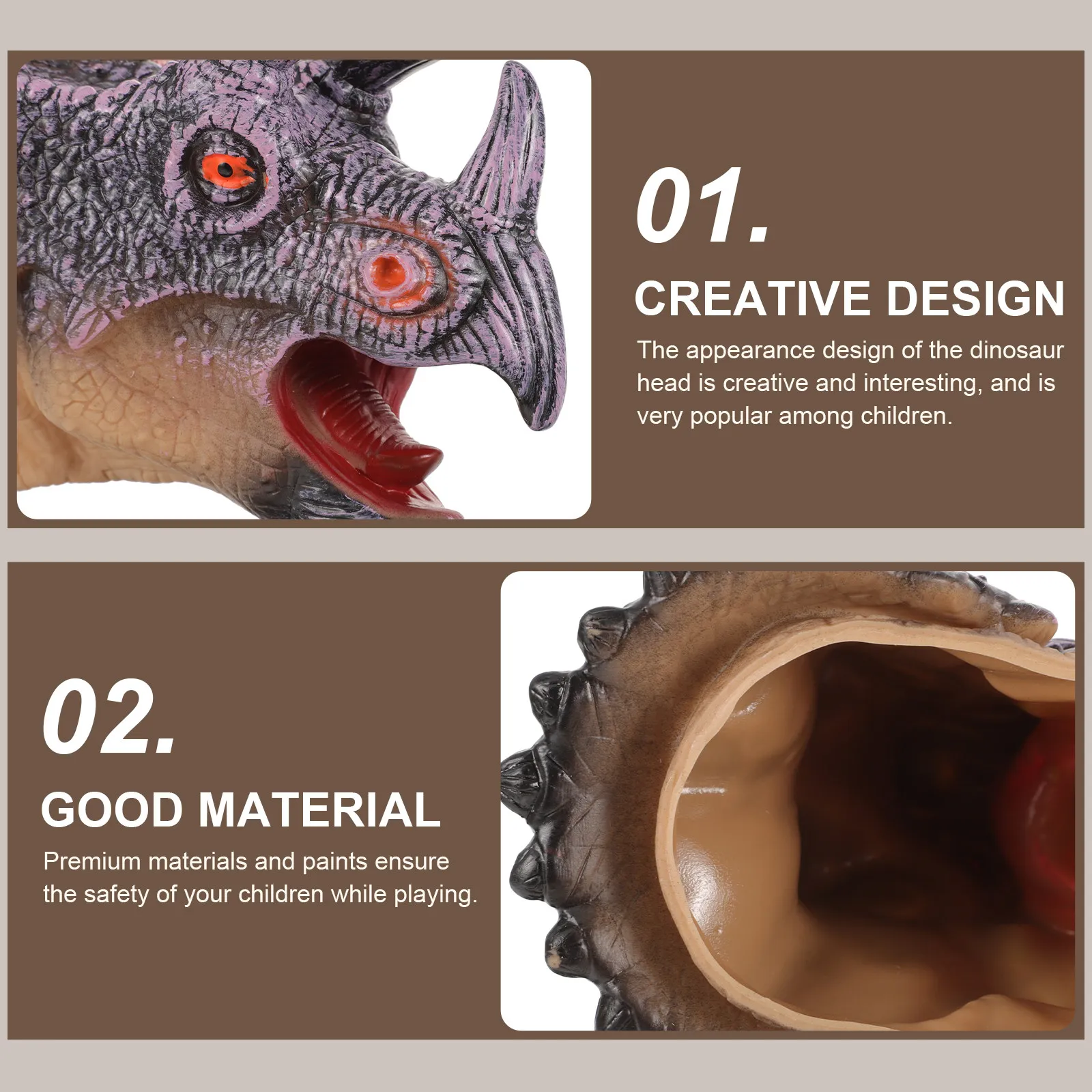 Dinosaur Hand Puppets 4pcs with Articulated Jaws, Safe Soft Material for Toddlers & Kids Imaginative Play