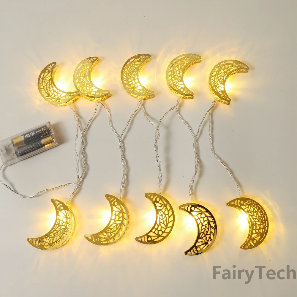 Eid Mubarak Moon Star Led String Lights Ramadan Fairy Light Decorations for Home Holiday Decorative Islam Muslim Event Party