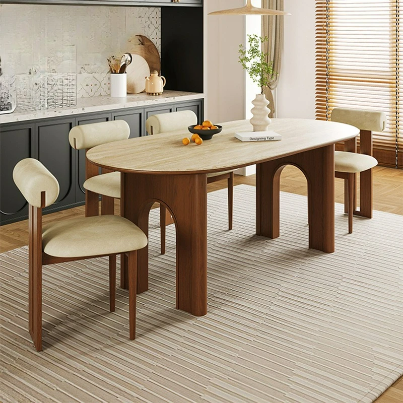 

Настраиваемый французский винтажный обеденный стол из цельного дерева травертина из шифера