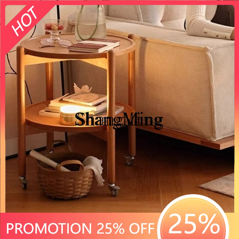 FG الخشب الصلب خشب الكرز شقة صغيرة غرفة المعيشة أريكة الجانب عدد قليل من الأشجار عربة ذات عجلات متحركة مستديرة